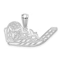 Sterling Silver Rhodium-plated Polished Cut-out Flat Airboat Pendant