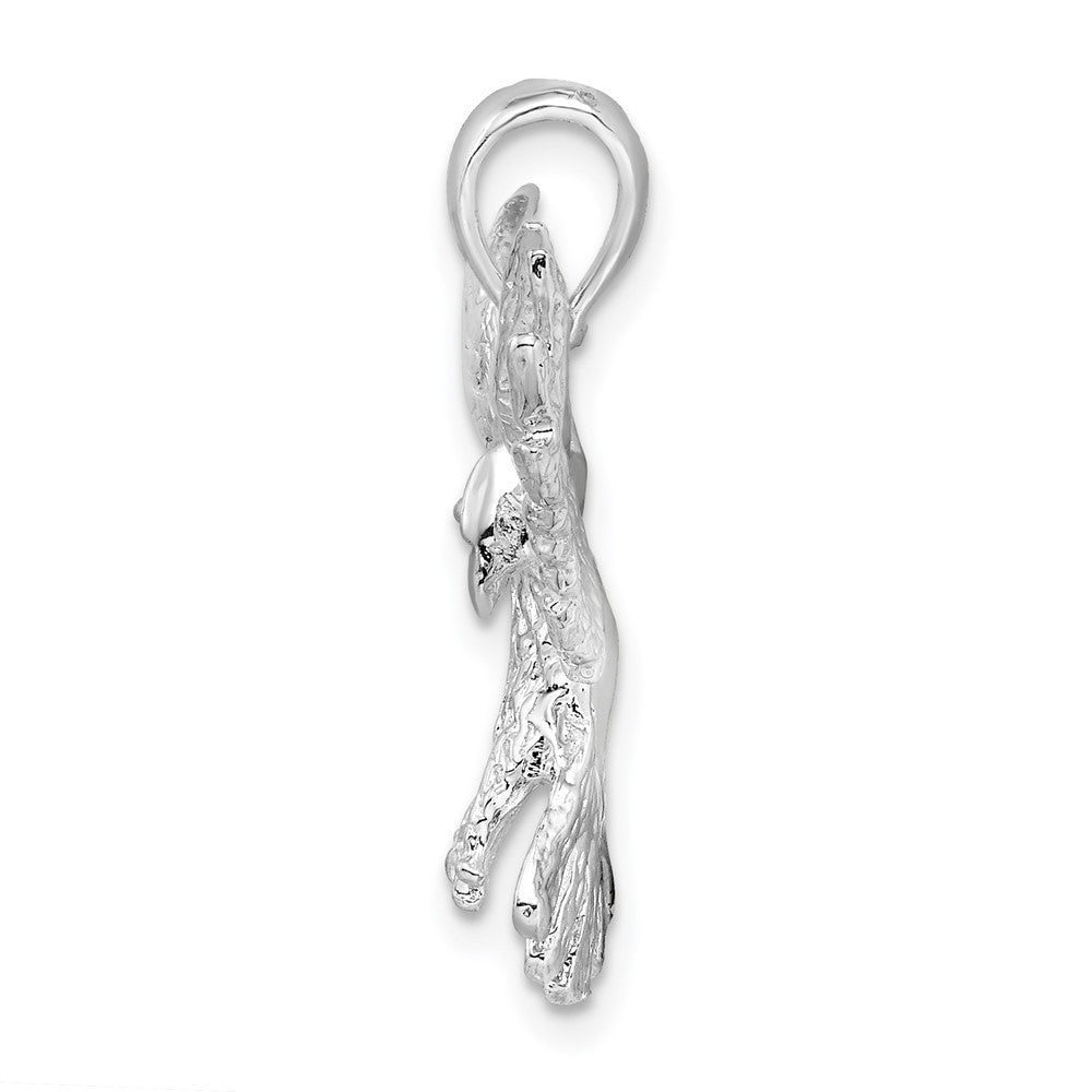 Sterling Silver Rhodium-plated Polished Flying Eagle Pendant
