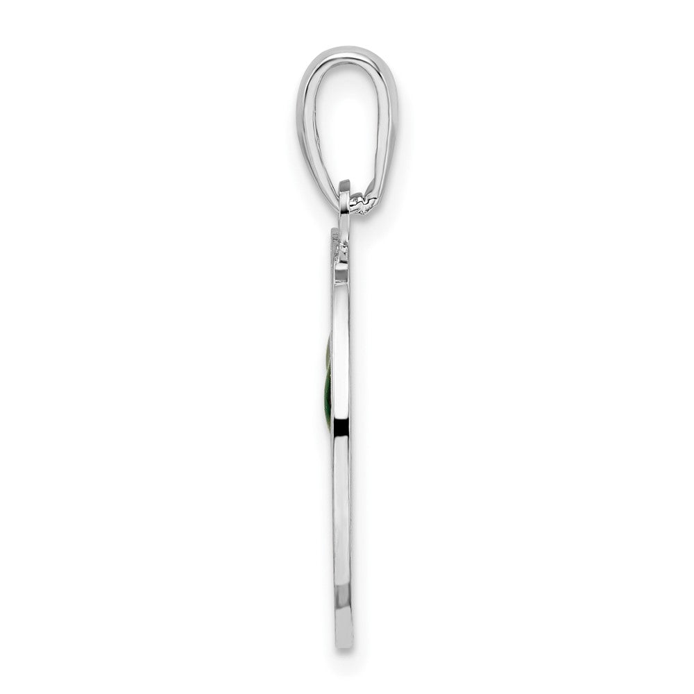Sterling Silver Rhodium-plated Enamel Traverse CityMI w/Cherry Pendant