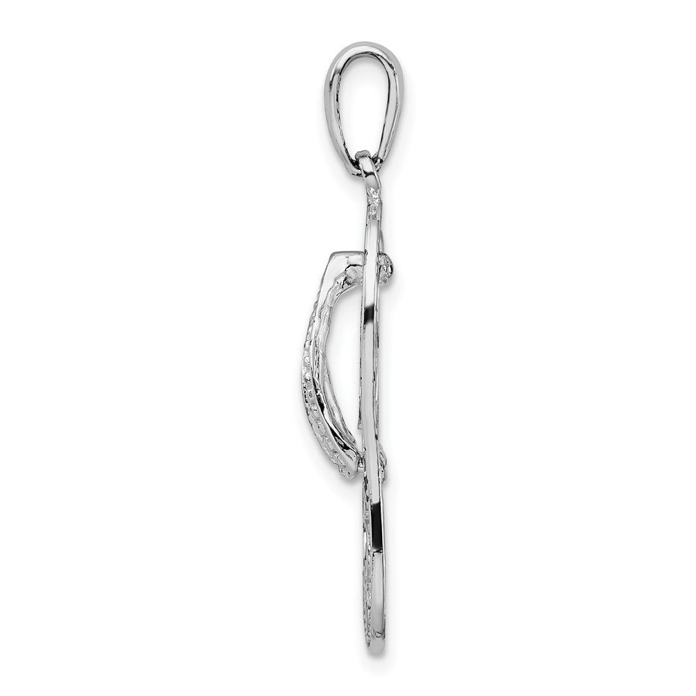 Sterling Silver Rhodium-plated Enameled LOVE Flip-flop Pendant