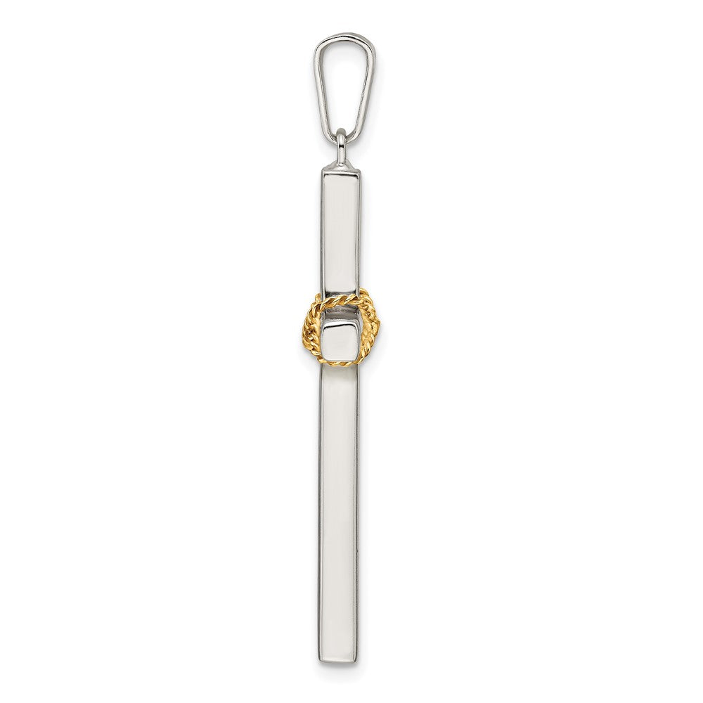 Sterling Silver w/Gold-tone X Center Hollow Cross Pendant