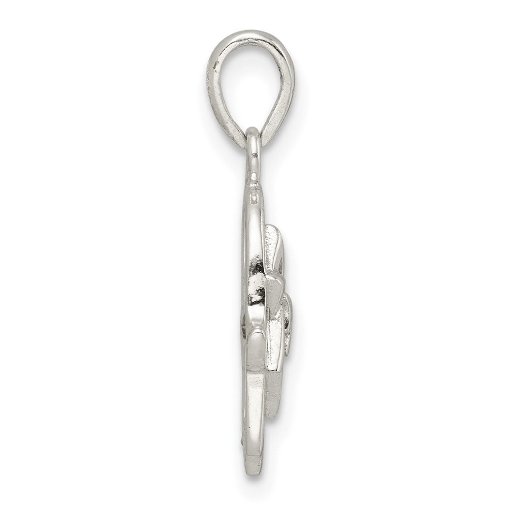 Sterling Silver Polished Chai in Star of David Hamsa Pendant
