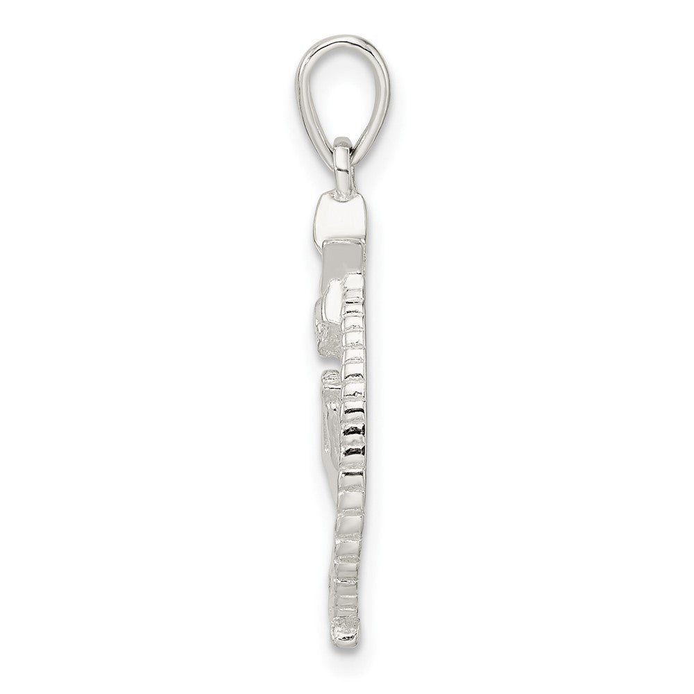 Sterling Silver Polished Star of David w/Praying Hands Pendant