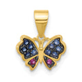SS Gold-tone Black Rh-plated Blue Nano Crystal/ .02Lab Cr. Ruby Pendant