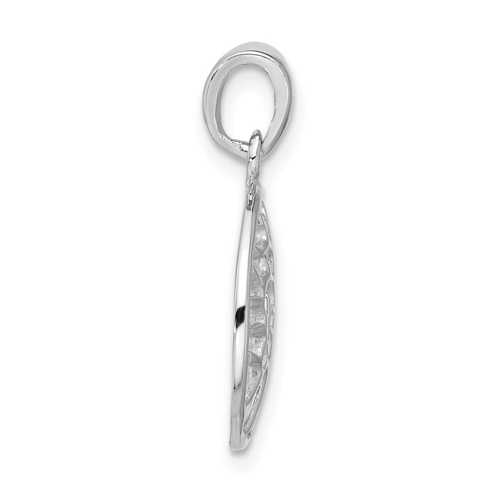Sterling Silver Rhodium-plated Round Tree of Life Pendant
