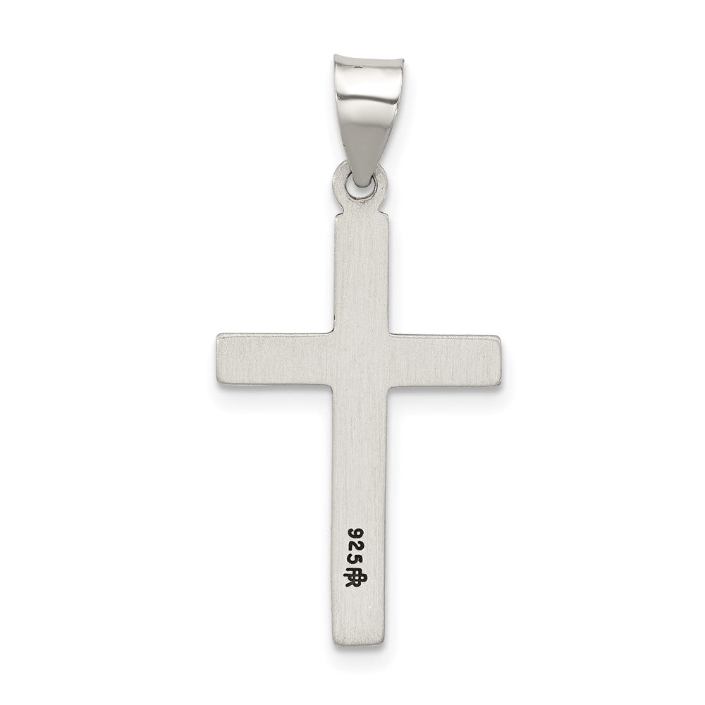 Sterling Silver Antiqued Solid Textured Cross Pendant