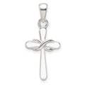 Sterling Silver Polished White Enamel Infinity Cross Pendant