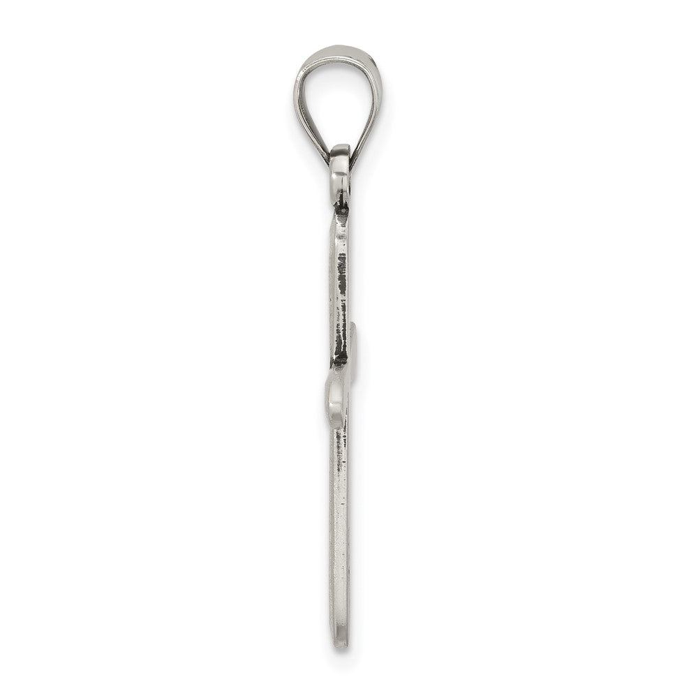 Sterling Silver Antiqued Solid Textured Cross Pendant