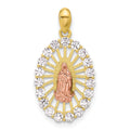 SS Gold and Rose-tone CZ Our Lady of Guadalupe Oval Pendant
