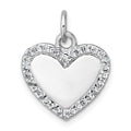 Sterling Silver Rhodium-plated Polished CZ  Heart Pendant