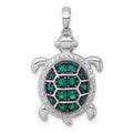 Sterling Silver Rhod-pl Black-plating CZ Turtle Pendant
