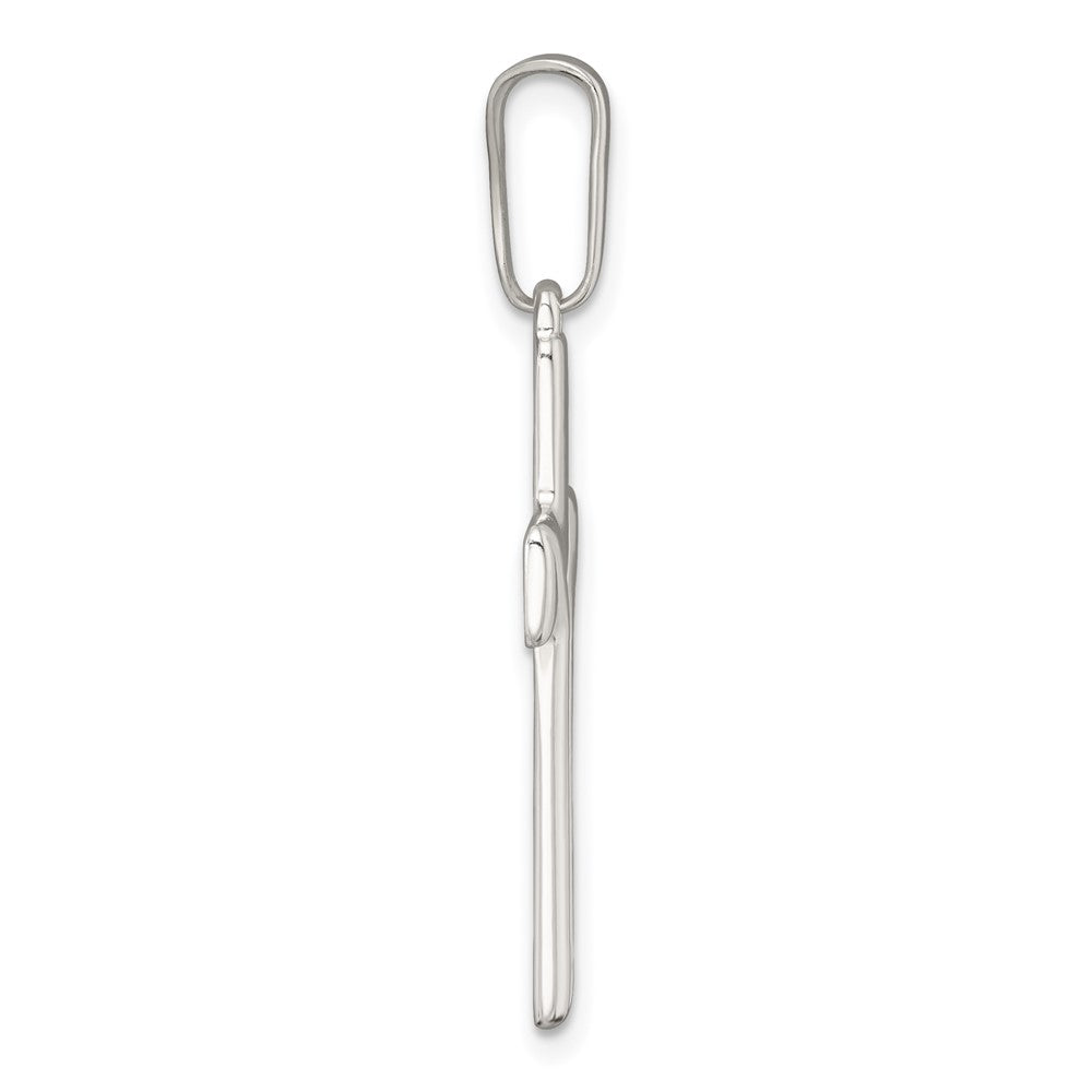 Sterling Silver Polished and Grooved Cross Pendant