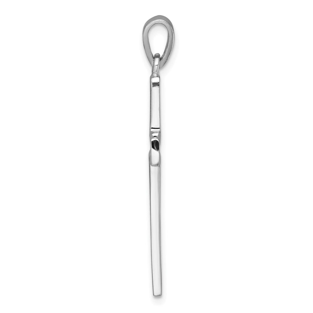 Sterling Silver Rhodium-plated Polished Cutout Cross Pendant