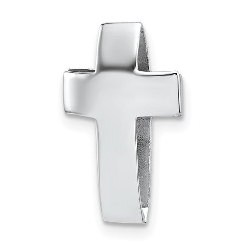 Sterling Silver Rhodium-plated Polished 3D Cross Chain Slide Pendant