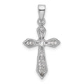 Sterling Silver Rhodium-plated CZ Pointed Cross Pendant