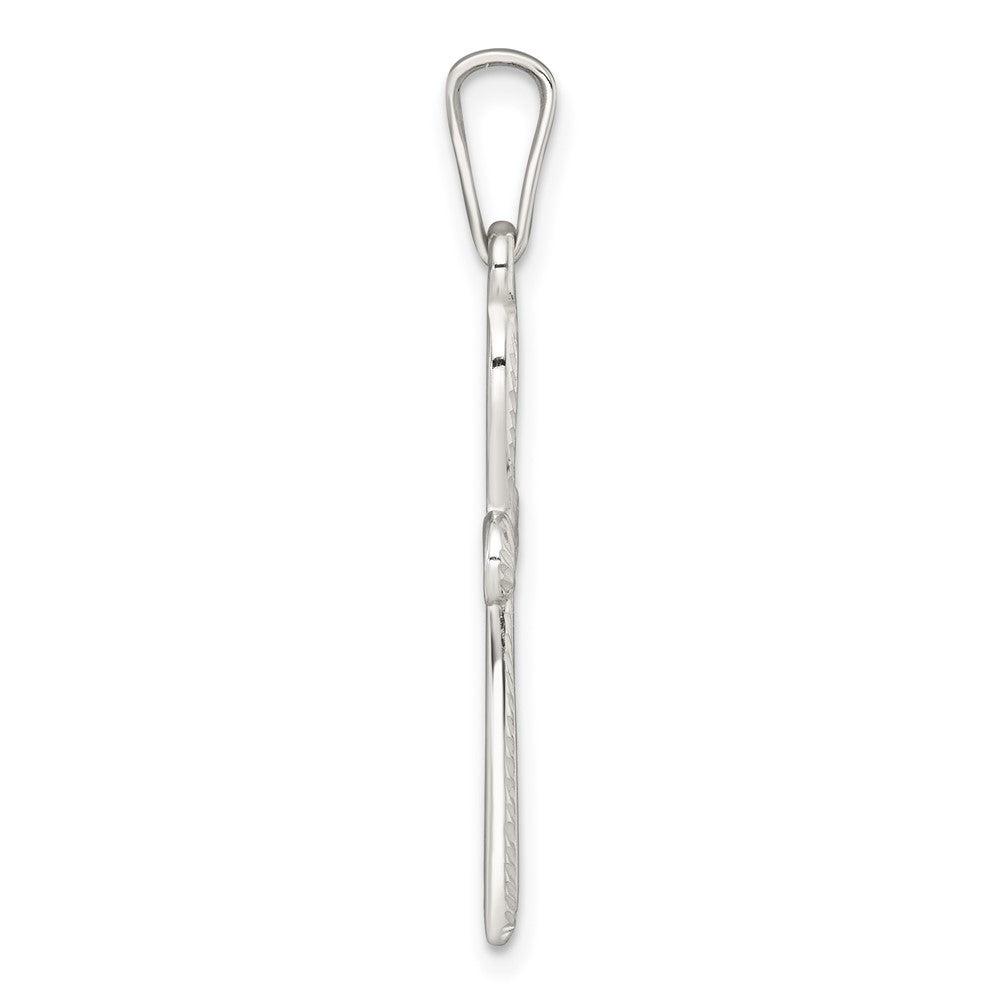 Sterling Silver Polished and Diamond-cut Cross Pendant