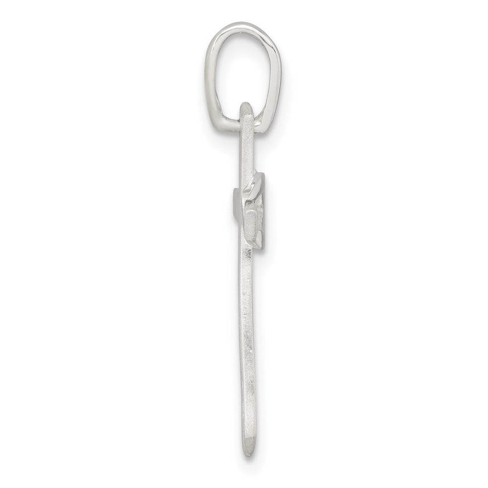 Sterling Silver Polished and Brushed Cross With Ichthus Pendant