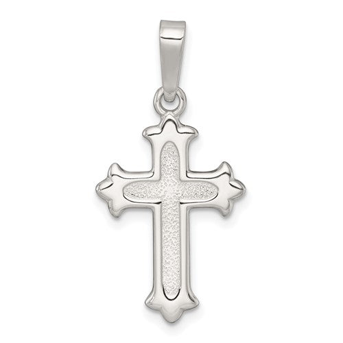Sterling Silver Polished and Textured Cross Pendant