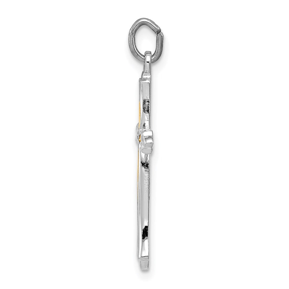 Sterling Silver Platinum-plated and Vermeil Cross Pendant