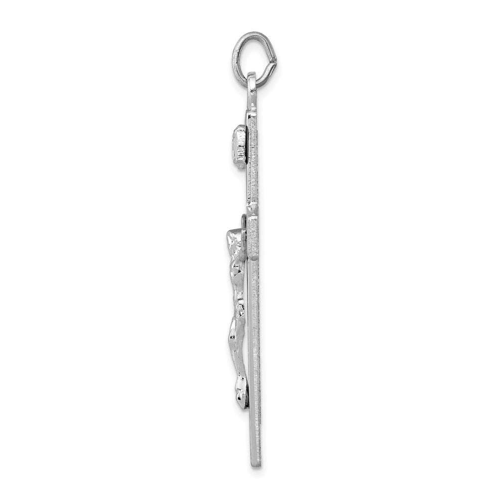Sterling Silver Platinum-plated Crucifix Pendant