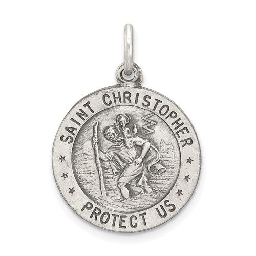 Sterling Silver Antiqued St. Christopher Baseball Medal