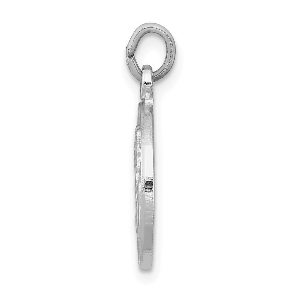 Sterling Silver Platinum-plated/Plain Back Angel Medal