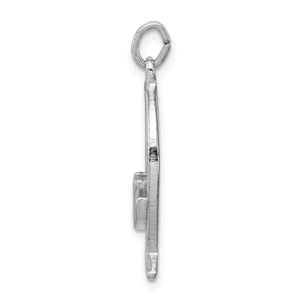 Sterling Silver Platinum-plated Ichthus Fish Charm