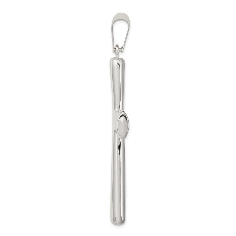 Sterling Silver Rhodium-plated Hollow Cross Pendant