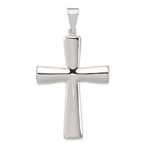 Sterling Silver Rhodium-plated Hollow Cross Pendant