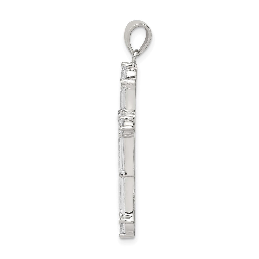 Sterling Silver Rhodium-plated CZ Cross Pendant