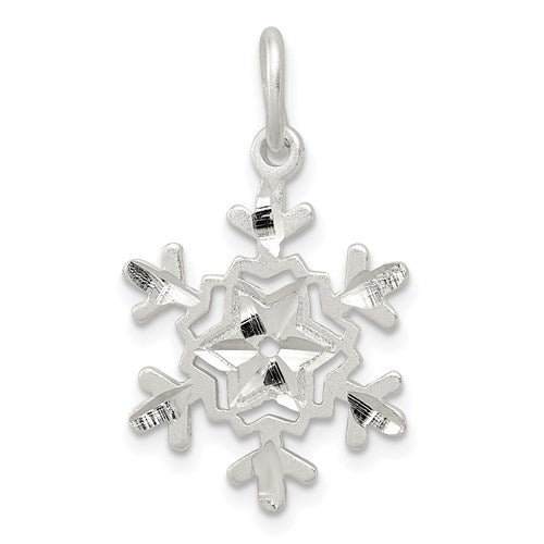 Sterling Silver Diamond Cut Snowflake Charm