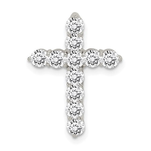 Sterling Silver Rhodium-plated CZ Cross Pendant
