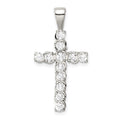 Sterling Silver Rhodium-plated CZ Latin Cross Pendant