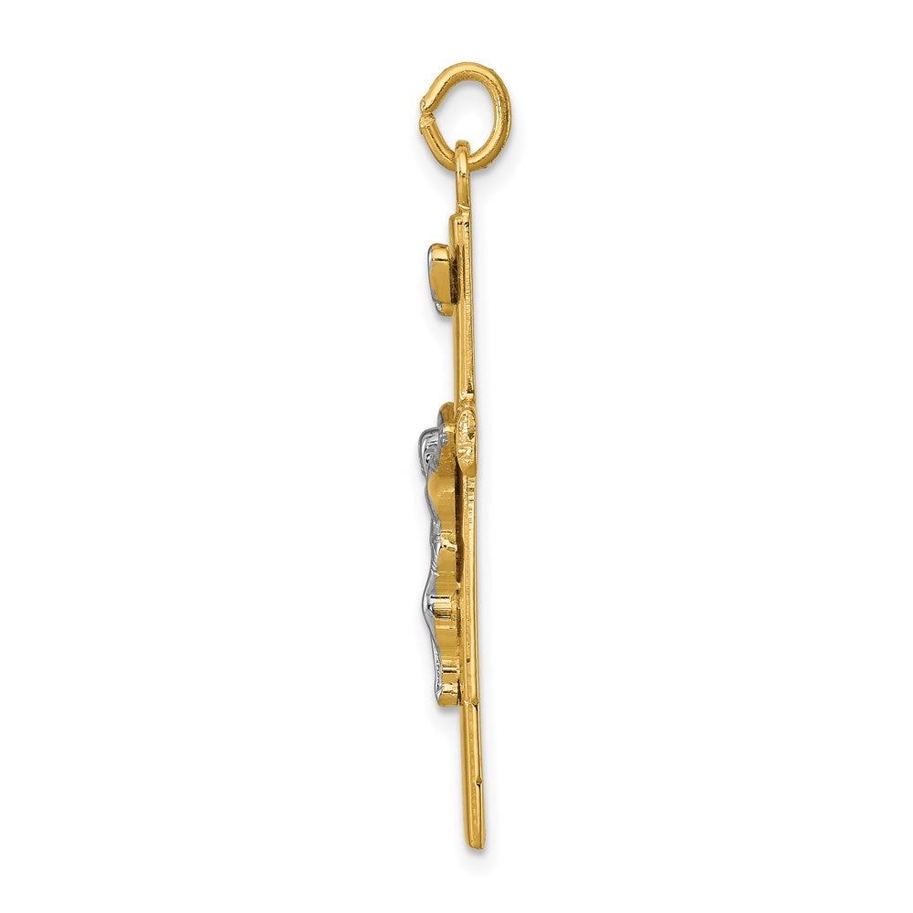 Sterling Silver Platinum-plated & 18k Gold-plated Crucifix Pendant