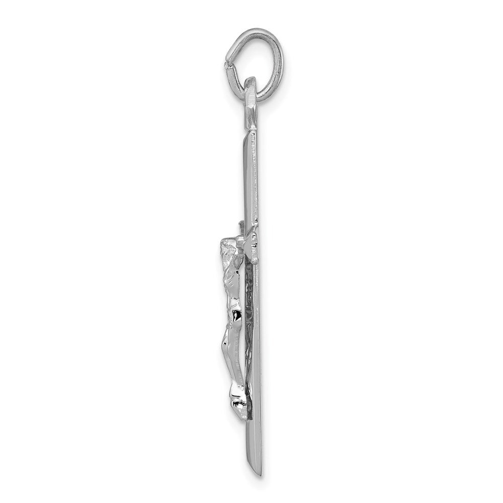 Sterling Silver Platinum-plated Crucifix Pendant