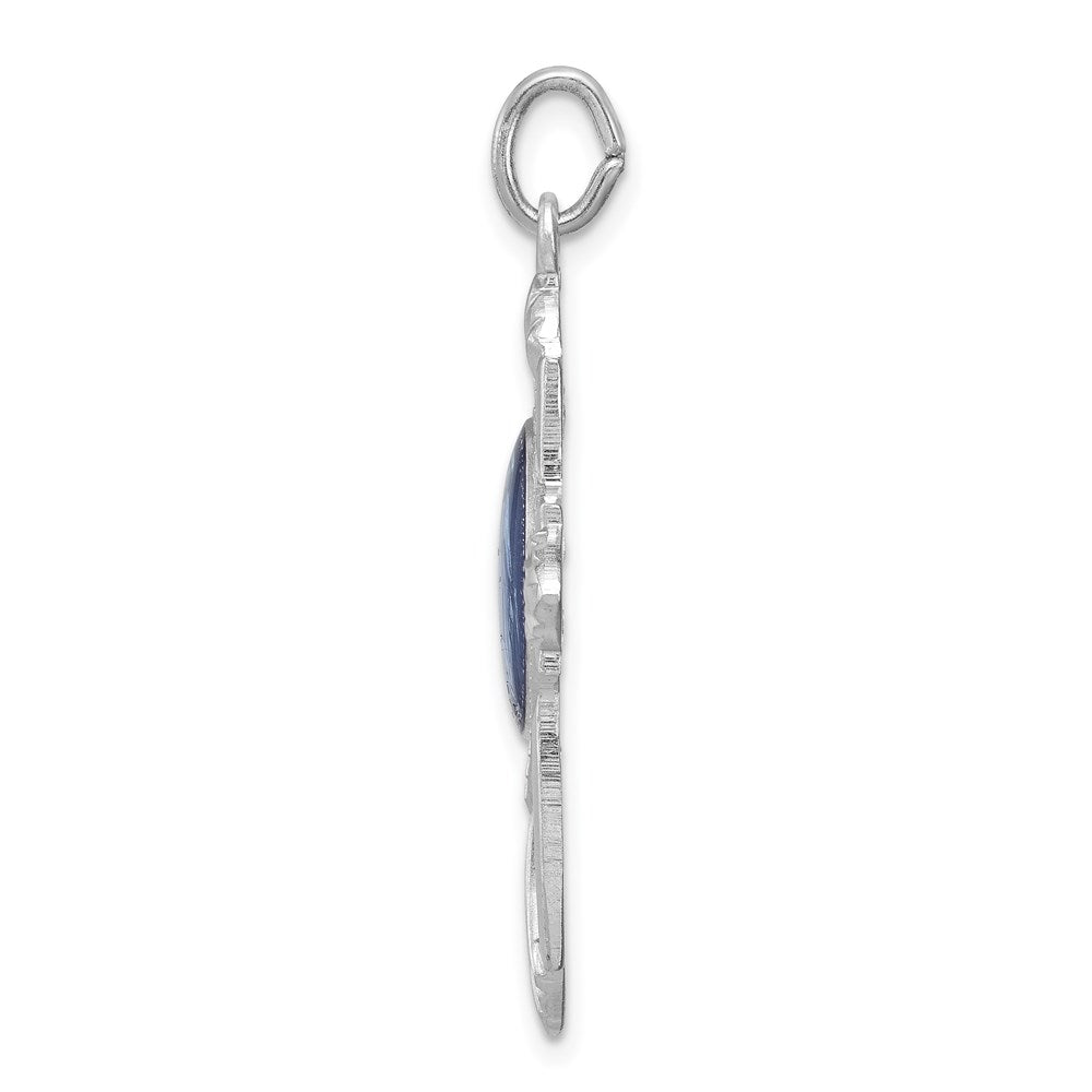 Sterling Silver Platinum-plated Miraculous Medal Cross Pendant