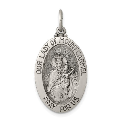 Sterling Silver Antiqued Our Lady of Mount Carmel Medal