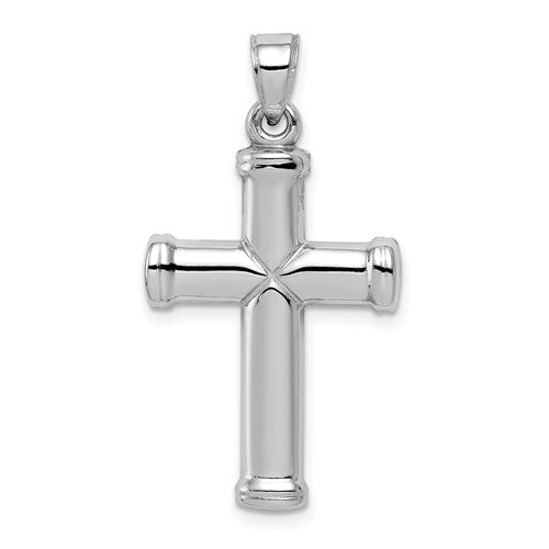 Sterling Silver Rhodium-plated Hollow Reversible Cross Pendant