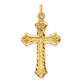 Sterling Silver Gold-tone Polished and D/C  Cross Pendant