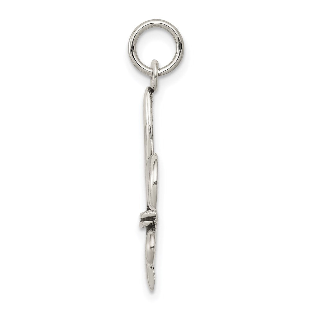 Sterling Silver Antiqued Fleur De Lis Charm