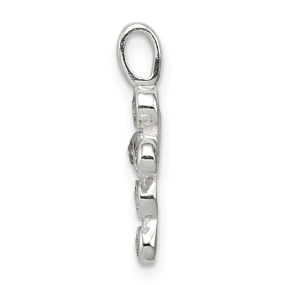 Sterling Silver Polished Cross CZ Charm