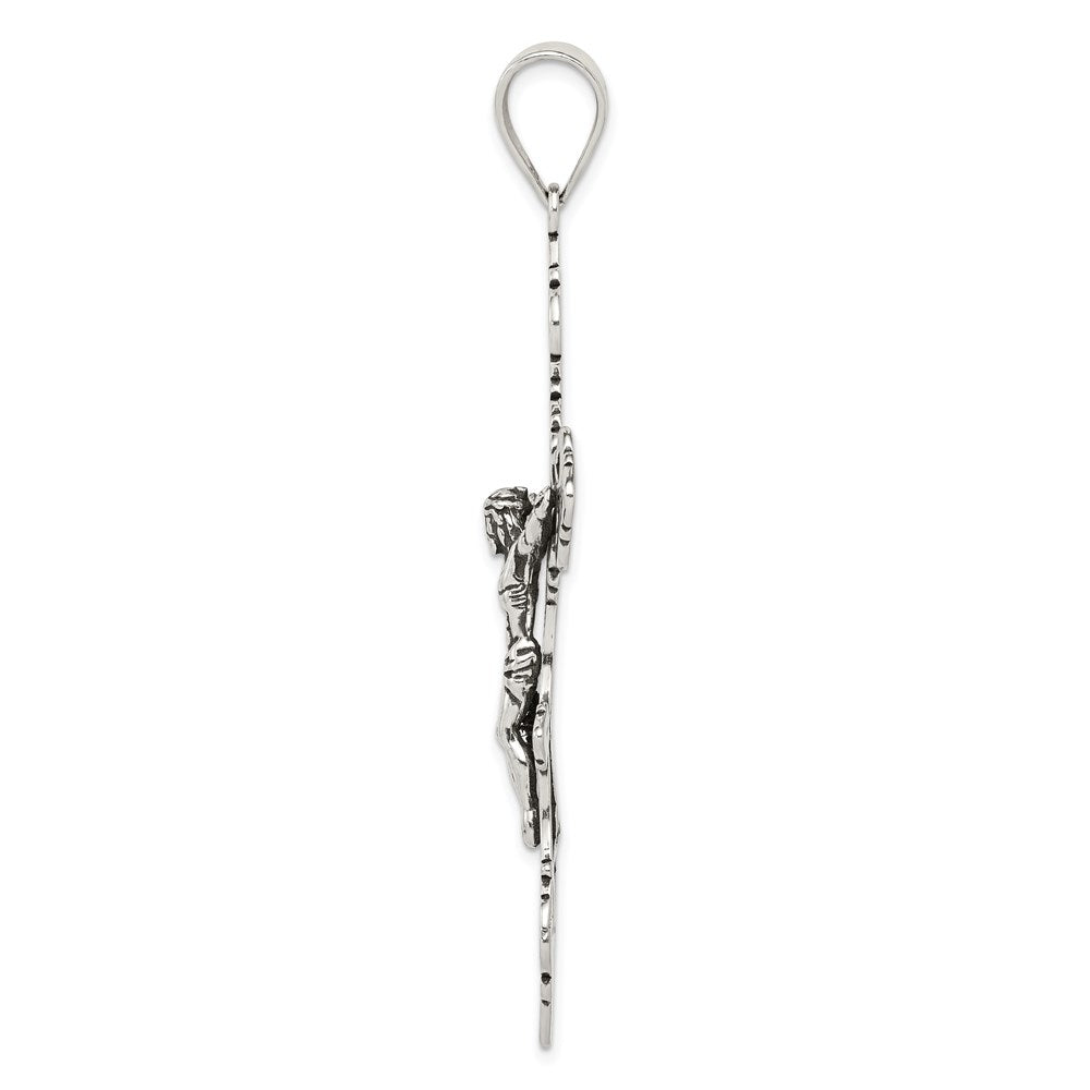 Sterling Silver Antiqued Large INRI Crucifix Pendant