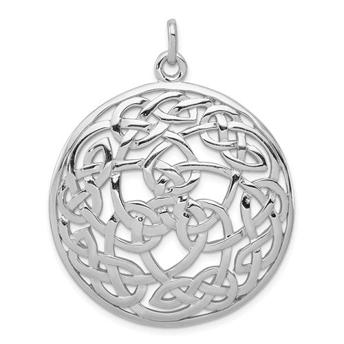 Sterling Silver Rhodium-plated Polished Celtic Pendant