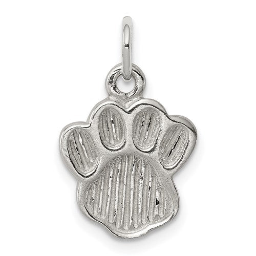 Sterling Silver Polished and Textured Paw Print Charm