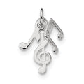 Sterling Silver Rhod-plated Polished Music Notes Charm