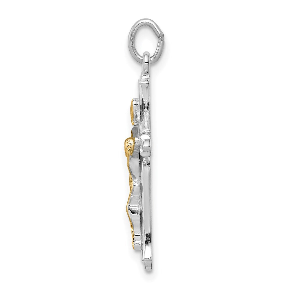 Sterling Silver Platinum-plated & Gold-tone Crucifix Pendant
