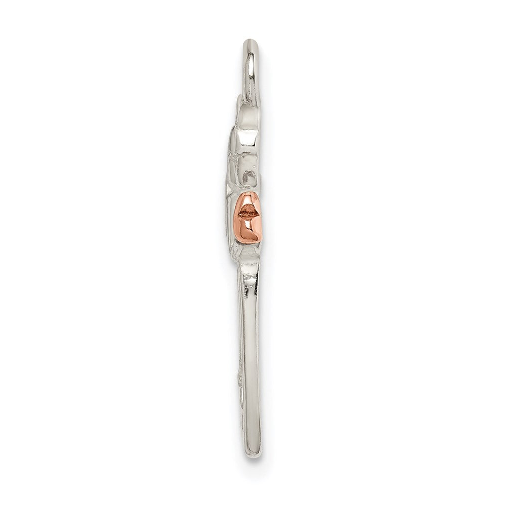 Sterling Silver & Rose-tone Polished Angel Pendant