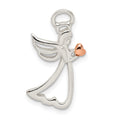 Sterling Silver & Rose-tone Polished Angel Pendant