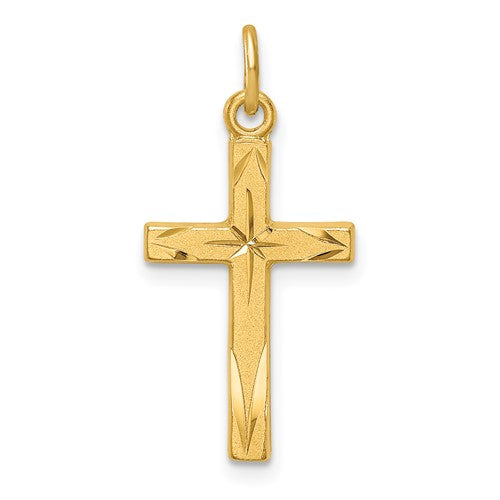 Sterling Silver Gold-tone Diamond-Cut Cross Pendant