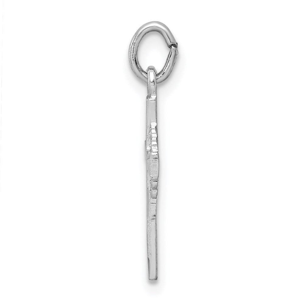 Sterling Silver Platinum-plated Diamond Cut Cross Pendant